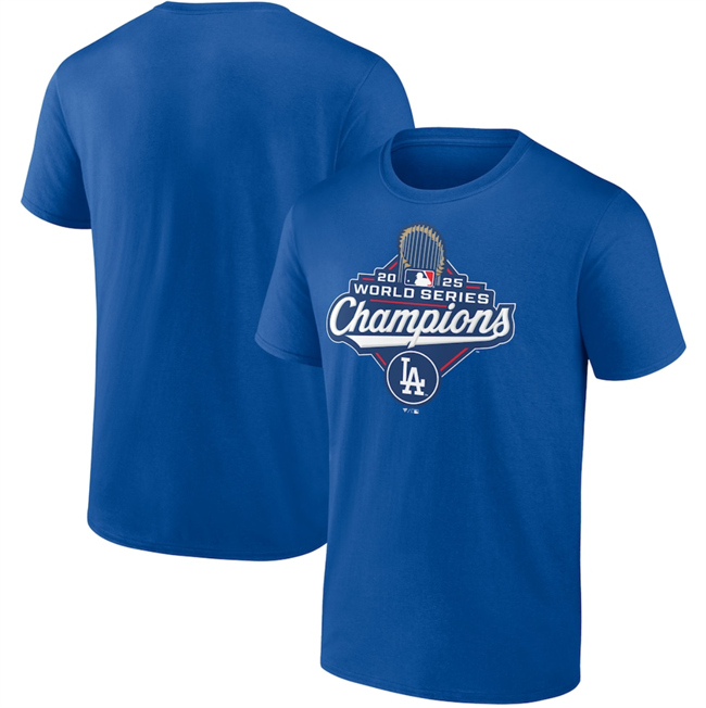Men's Royal Los Angeles Dodgers 2025 World Series Champions Official Logo T-Shirt